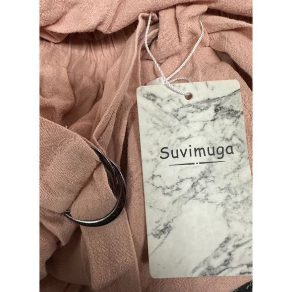 Suvimuga Womens Button Up Long Sleeves Belted Peach Long Dress Size XL - Picture 3 of 3